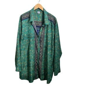 Mexicali Blues Green Paisley Buttoned  BohemianFestival  Style Tunic Top Size 3X